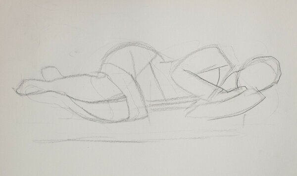 O. Hartmann - Studienzeichnung liegende Frau - o.J. - Zeichnung