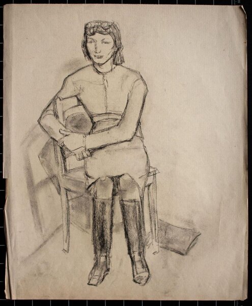 Lucie Müller - Weibliches Porträt - o.J. - Kohlezeichnung