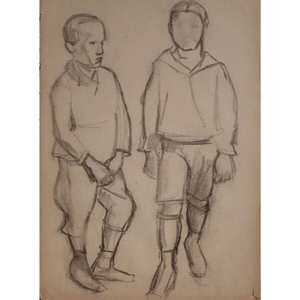 Lucie Müller - Stehende Knaben / Jungenporträt - o.J. - Bleistiftzeichnung
