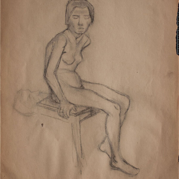 Lucie Müller - Weiblicher Akt/ Sitzende - o.J. - Bleistiftzeichnung