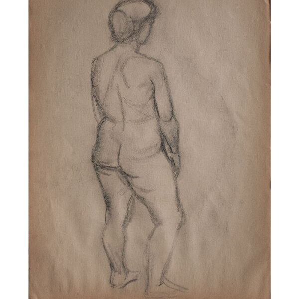 Lucie Müller - Weiblicher Rückenakt - o.J. - Bleistiftzeichnung