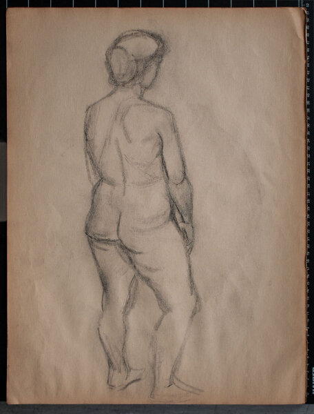 Lucie Müller - Weiblicher Rückenakt - o.J. - Bleistiftzeichnung