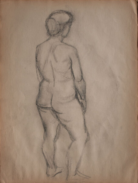 Lucie Müller - Weiblicher Rückenakt - o.J. - Bleistiftzeichnung