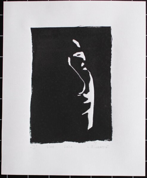 Leonhard Wachter - The Tinder Series J - 2020 - Linolschnitt