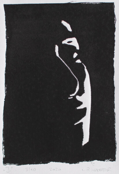 Leonhard Wachter - The Tinder Series J - 2020 - Linolschnitt