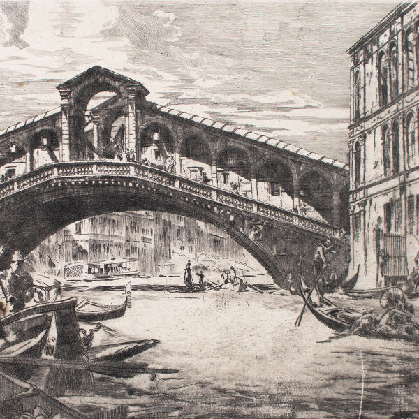 unbekannt - Rialtobrücke, Venedig - o.J. - Radierung