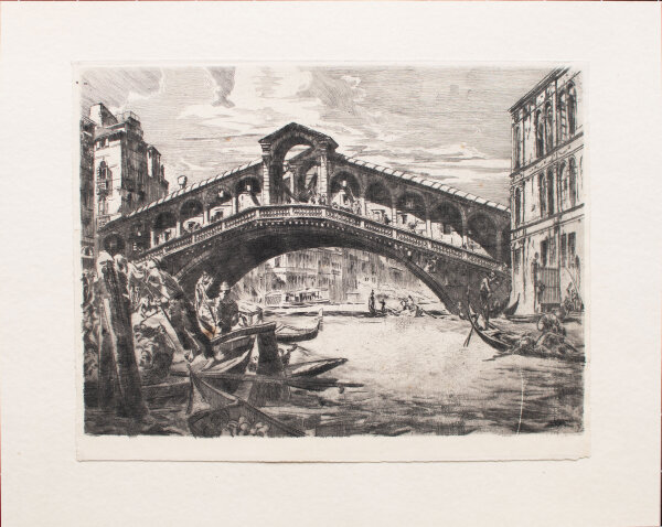 unbekannt - Rialtobrücke, Venedig - o.J. - Radierung
