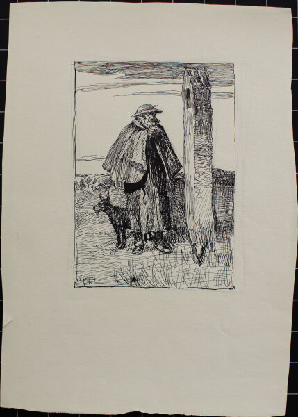 Peter Würth - Hirte und Herde - o.J. - Tusche auf Papier