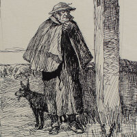 Peter Würth - Hirte und Herde - o.J. - Tusche auf...