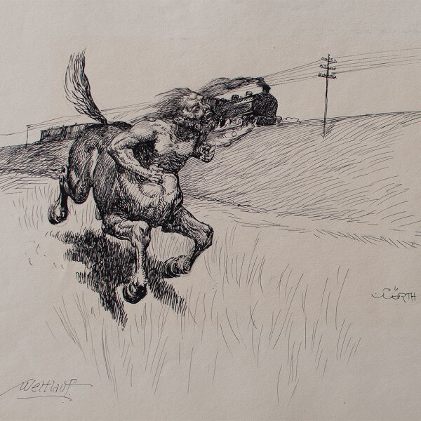 Peter Würth - Wettlauf - o.J. - Tusche auf Papier