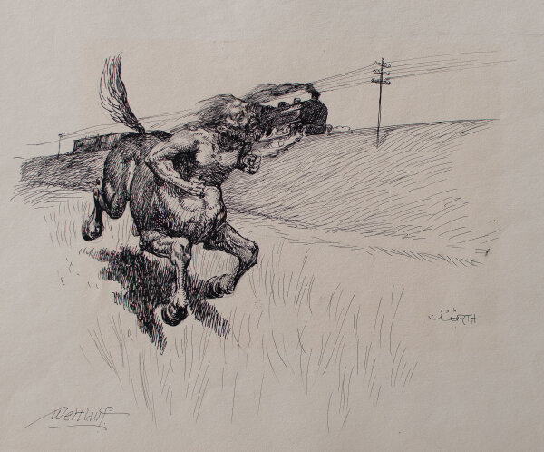 Peter Würth - Wettlauf - o.J. - Tusche auf Papier