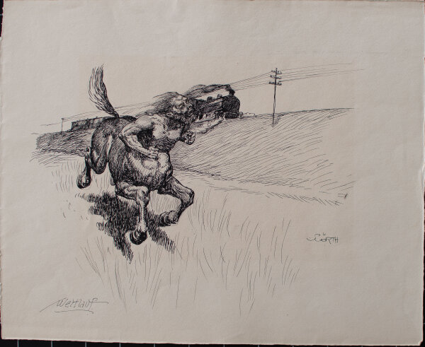 Peter Würth - Wettlauf - o.J. - Tusche auf Papier