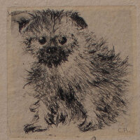 C. R. - Hundebildnis - o.J. - Radierung