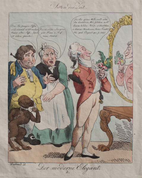 George Moutard Woodward - Sitten der Zeit. Der moderne Elegant - o.J. - aquarellierte Radierung