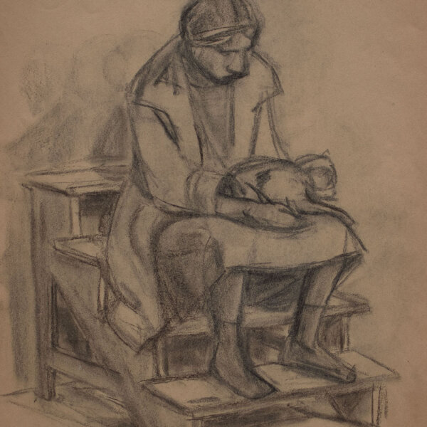 Lucie Müller - Frau mit Katze - o.J. - Bleistift