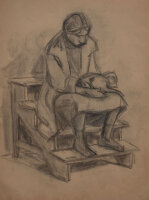 Lucie Müller - Frau mit Katze - o.J. - Bleistift
