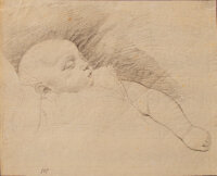 Jacques Joseph Eckhout - Schlafendes Kind - 1840 - Bleistift