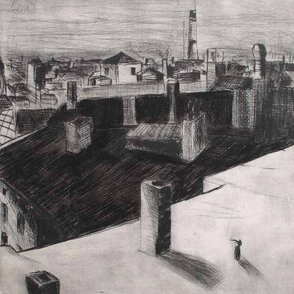 unleserlich signiert - Dachlandschaft Berlin Mitte - 1986 - Kaltnadelradierung