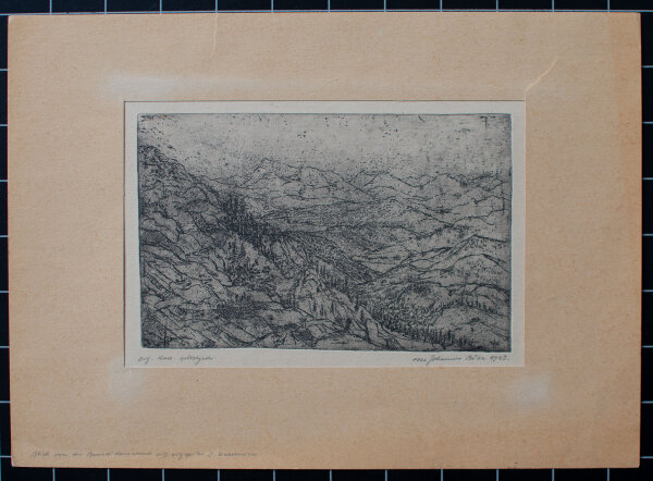 Otto Johannes Bähr - Watzmann und Zugspitze - 1947 - Radierung