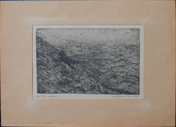 Otto Johannes Bähr - Watzmann und Zugspitze - 1947 - Radierung