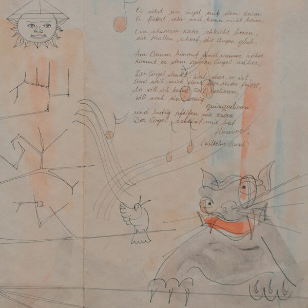Unbekannt - Gedichtillustration Wilhelm Busch - um 1900 - Tinte, Aquarell