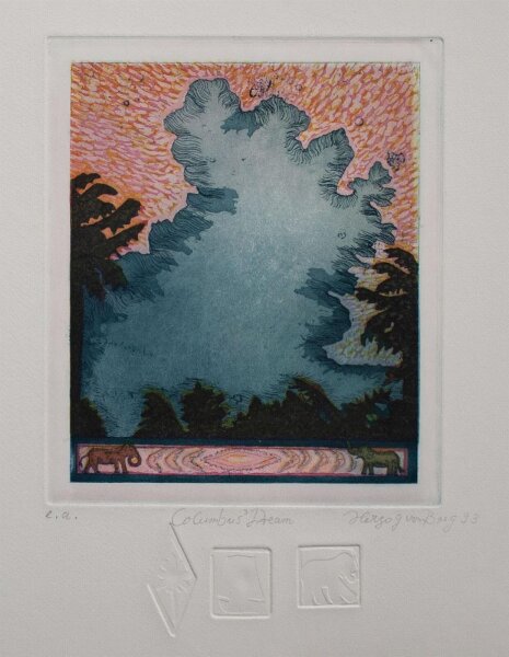 Charlotte Herzog von Berg - Columbus Dream - 1993 - Farbradierung