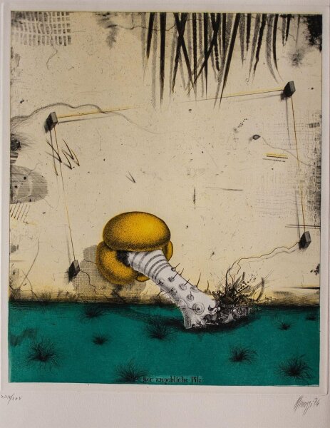 Maurilio Minuzzi - Der angebliche Pilz - 1974 - Farbradierung