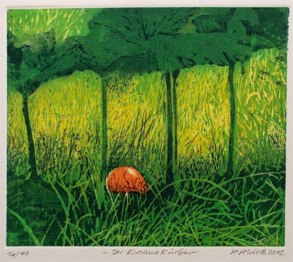 Helga Wirth - Der einsame Kürbis - 2012 - Farbradierung