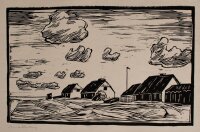 Sanna Schubring - Dorfansicht - o.J. - Holzschnitt