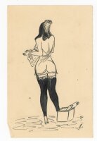 unbekannt - Weiblicher Rückenakt - o.J. - Farbstift...
