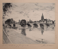 Rudi Müllers - Die Neue Alte Brücke zu Frankfurt Main - o.J. - Radierung