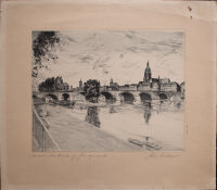 Rudi Müllers - Die Neue Alte Brücke zu Frankfurt Main - o.J. - Radierung