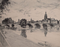 Rudi Müllers - Die Neue Alte Brücke zu Frankfurt Main - o.J. - Radierung