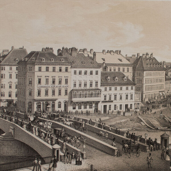Wilhelm Mayer - Ferdinandsbrücke (Leopoldstadt) - o.J. - getönten Lithografie