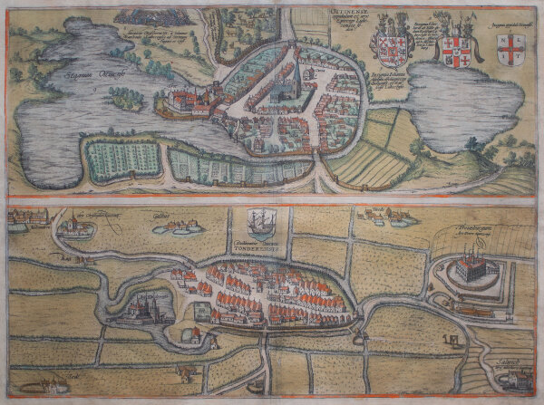 Georg Braun und Franz Hogenberg - Oitinense - Tonderensis - o.J. - colorierter Kupferstich