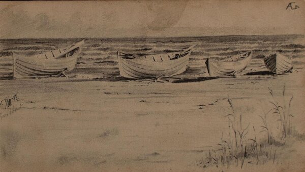 unbekannt - Boote am Strand - 1888 - Bleistift