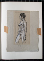 Wilhelm Schläger - Weiblicher Akt - o.J. - Kohle auf grau-grünem Papier, weiß gehöht