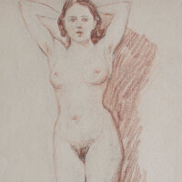 Max Lefeber - Weiblicher Akt - o.J. - Rötel, Kohle