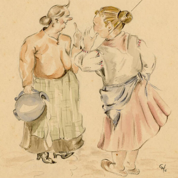 Witt Pfeiffer - Frauen im Gespräch - o.J. - Aquarell