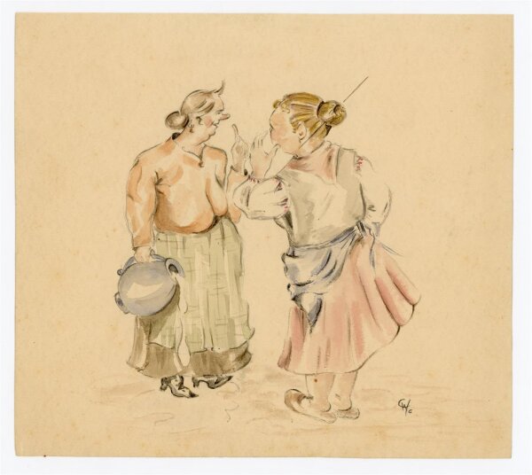 Witt Pfeiffer - Frauen im Gespräch - o.J. - Aquarell