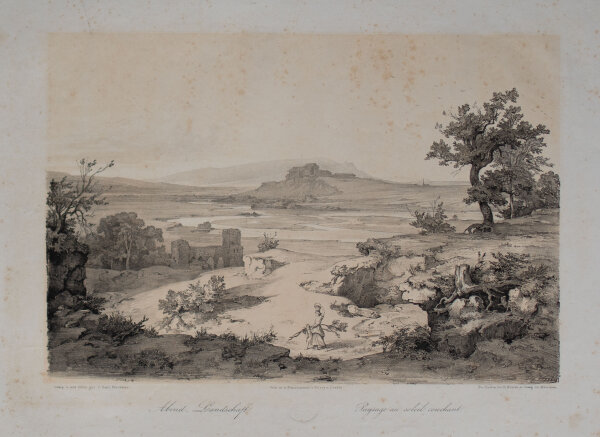 Albert Emil Kirchner - Abend-Landschaft - o.J. - getönten Lithografie