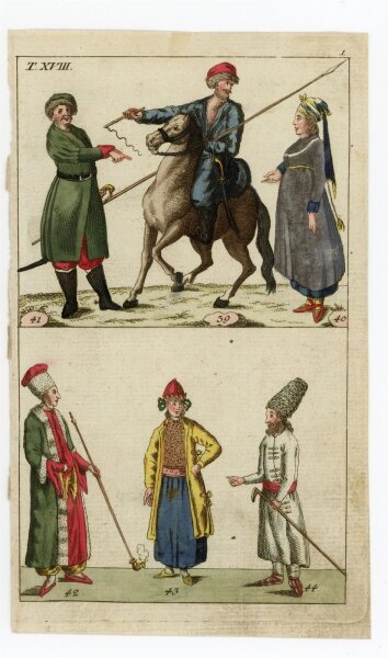 unbekannt - Trachten, Enzyklopädische Bildtafel - o.J. - kolorierter Kupferstich