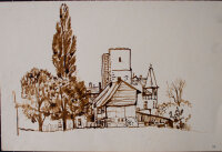 wohl Uli Huber - Ortsansicht - 1954 - Tuschfeder