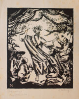 Otto Delling - Bergpredigt - o.J. - Holzschnitt