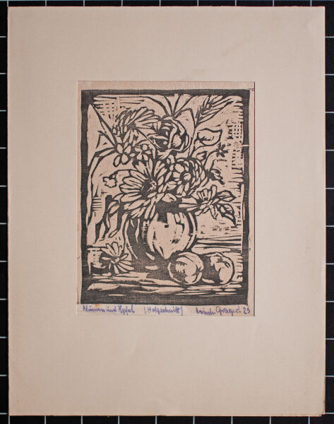 Reinhold Gragert - Blumen und Äpfel - 1923 - Holzschnitt