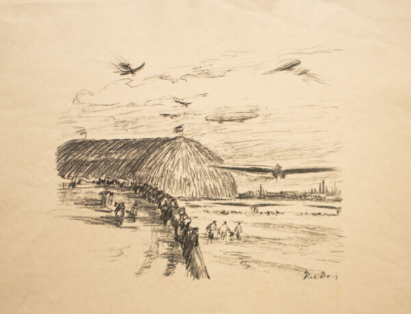 Paul Bach - Flugplatz - o.J. - Lithografie