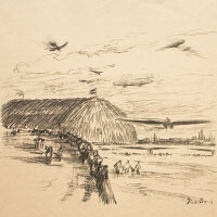 Paul Bach - Flugplatz - o.J. - Lithografie