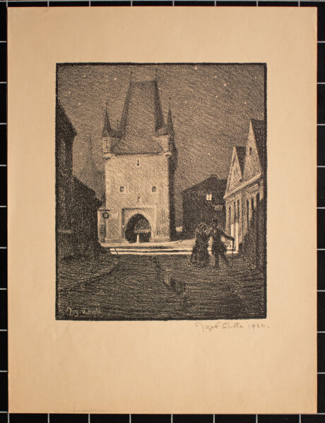 Josef Lhota - Prager Pulverturm - 1924 - Lithografie
