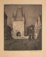 Josef Lhota - Prager Pulverturm - 1924 - Lithografie