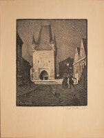 Josef Lhota - Prager Pulverturm - 1924 - Lithografie